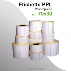 70x30 MM Etichette Polipropilene PPL Bianco Lucido Adesive